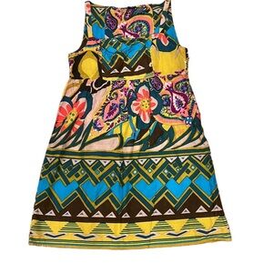 Womens Tropical Floral 100% Cotton Mid-Length Dress Size Large